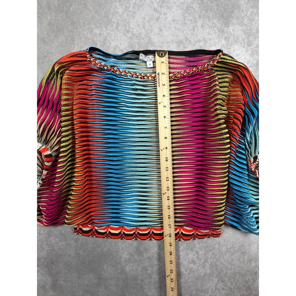 Alberto Makali Womens Medium Top Multicolor Ribbed Knit Dolman Boat Neck Crop - Picture 6 of 9